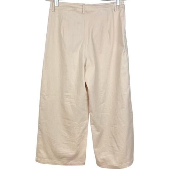 NEW Francesca's Cream Culotte Pants M Wide Leg Crop - Picture 7 of 8